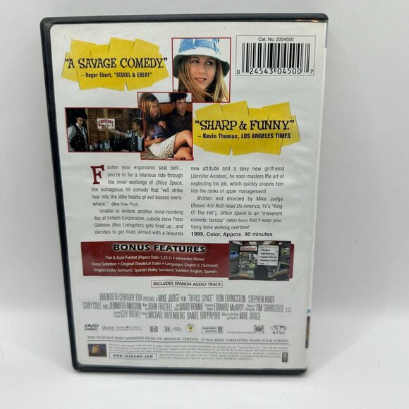 Office Space Special Edition DVD With Flair Mike Judge Jennifer Aniston 1999 - Picture 3 of 4